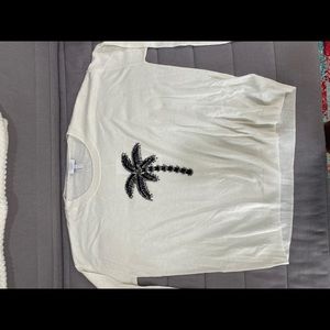 Cream and black beaded palm tree, Escada sweater. New with tags